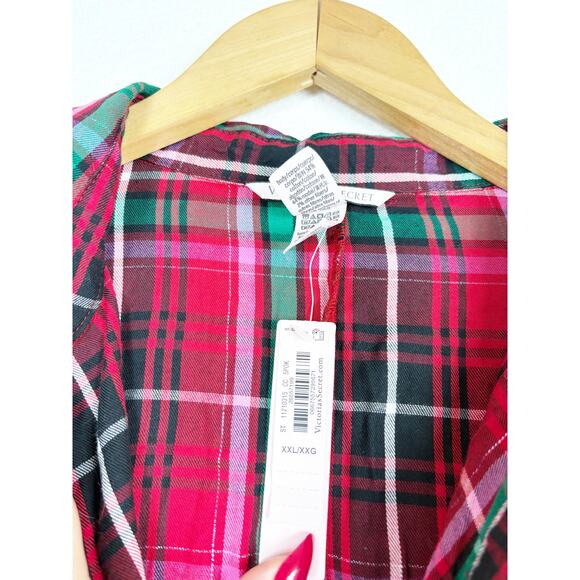 NWT Victoria’s Secret Flannel Romper Size XXL Red Plaid Print Pajamas Sleepwear - Picture 5 of 14